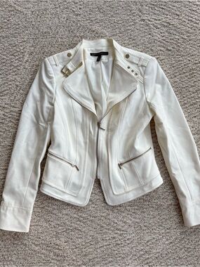 White House Black Market Off-White Moto Leather Jacket